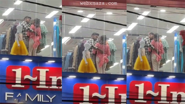 Shopping Mall Naughty Young Couple Enjoying in Mall Kissing Boobs