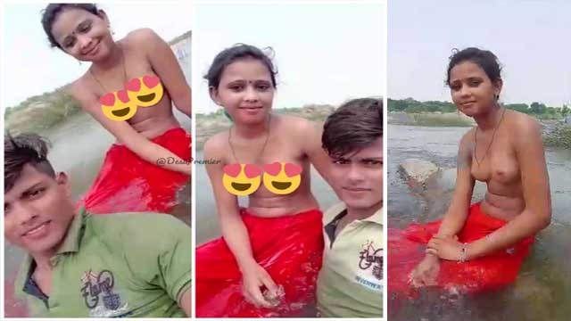 Dehati Lovers Enjoying Outdoor Bathing Having Fun Watch Now